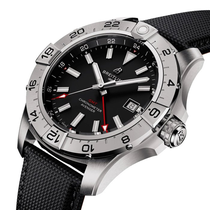 Breitling Avenger Automatic GMT 44mm Zegarek męski Czarna skóra A32320101B1X1 - obrazek 3