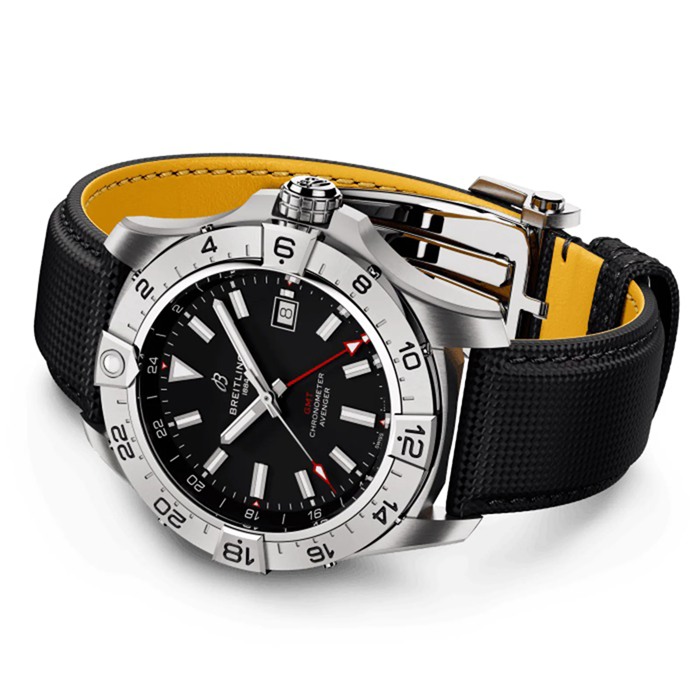 Breitling Avenger Automatic GMT 44mm Zegarek męski Czarna skóra A32320101B1X1 - obrazek 4
