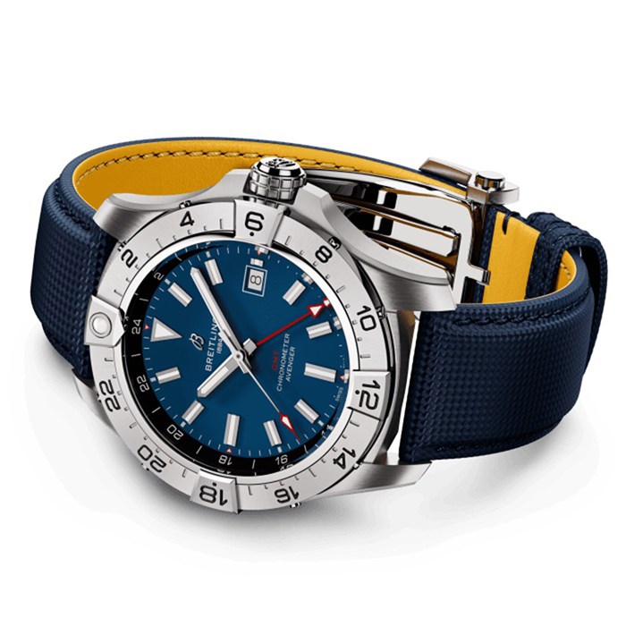 Breitling Avenger Automatic GMT 44mm Zegarek męski Niebieska skóra A32320101C1X1 - obrazek 4