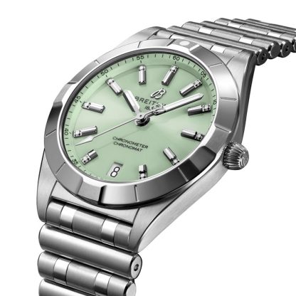 Breitling Chronomat 32 Miętowy zielony zegarek ze stali nierdzewnej A77310101L1A1 - obrazek 2