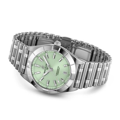 Breitling Chronomat 32 Miętowy zielony zegarek ze stali nierdzewnej A77310101L1A1 - obrazek 3