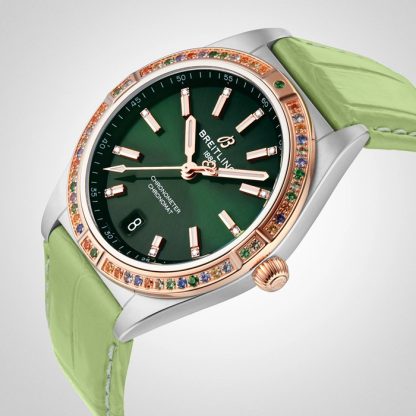 Breitling Chronomat Automatic 36 South Sea Green Zegarek damski na skórzanym pasku U10380611L1P1 - obrazek 5