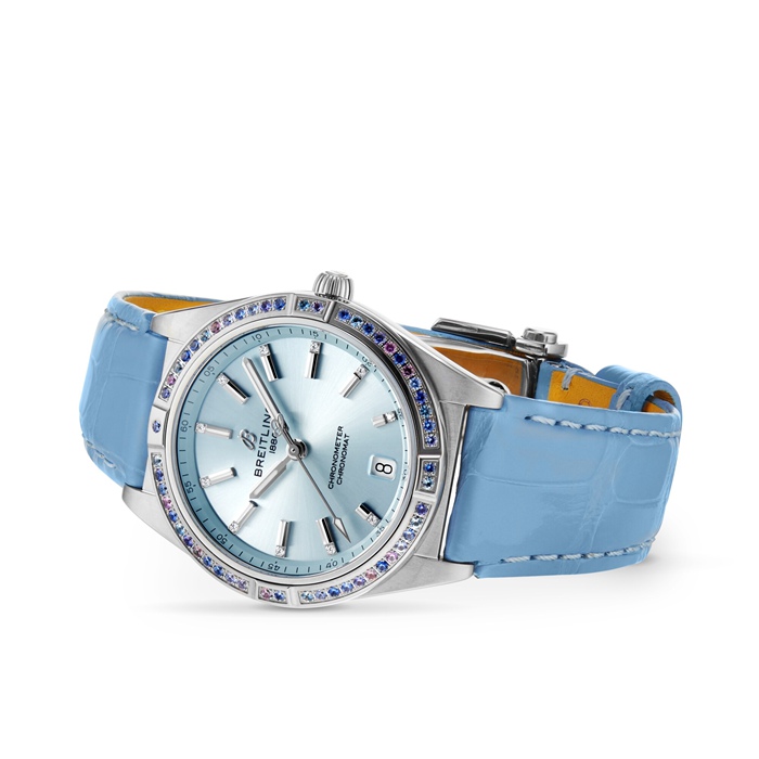 Breitling Chronomat Automatic 36 South Sea Ice Blue Zegarek damski ze skórzanym paskiem G10380611C1P1 - obrazek 3