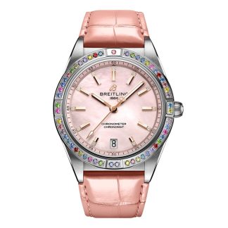Breitling Chronomat Automatic 36 South Sea Różowy skórzany pasek damski zegarek G10380BB1K1P1