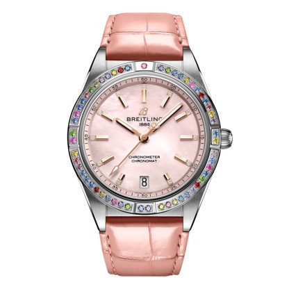 Breitling Chronomat Automatic 36 South Sea Różowy skórzany pasek damski zegarek G10380BB1K1P1