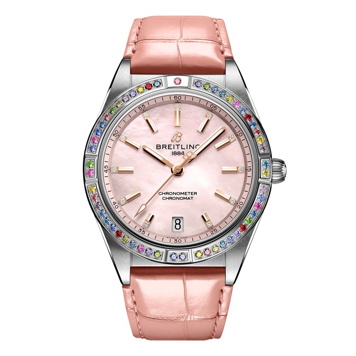 Breitling Chronomat Automatic 36 South Sea Różowy skórzany pasek damski zegarek G10380BB1K1P1