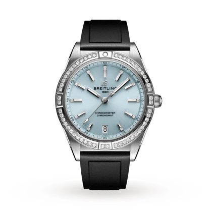 Breitling Chronomat Automatic 36 ze stali nierdzewnej i 18-karatowym szarym złotym gumowym paskiem Ice Blue Watch G10380591C1S1
