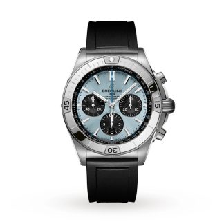 Breitling Chronomat B01 42 Zegarek ze stali nierdzewnej i platynowym gumowym paskiem Ice Blue PB0134101C1S1