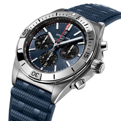 Breitling Chronomat B01 Chronograph 42mm Zegarek męski Niebieska guma AB0134101C1S1 - obrazek 3