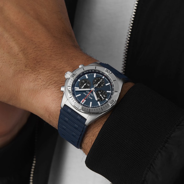 Breitling Chronomat B01 Chronograph 42mm Zegarek męski Niebieska guma AB0134101C1S1 - obrazek 5