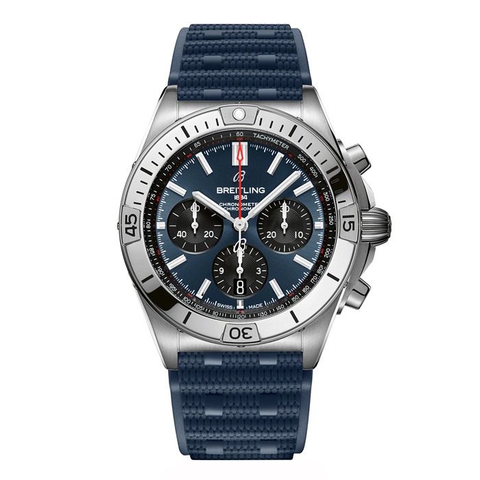 Breitling Chronomat B01 Chronograph 42mm Zegarek męski Niebieska guma AB0134101C1S1