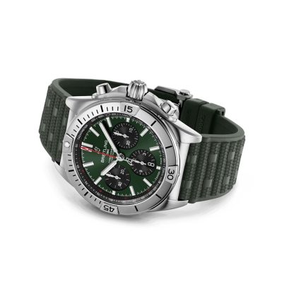Breitling Chronomat B01 Chronograph 42mm Zegarek męski Zielona guma AB0134101L2S1 - obrazek 4