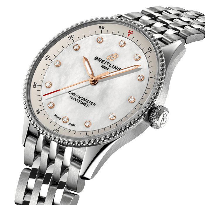 Breitling Navitimer 32mm Zegarek damski Biała masa perłowa A77320E61A2A1 - obrazek 3