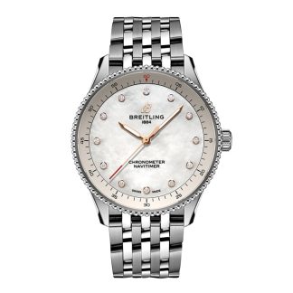 Breitling Navitimer 32mm Zegarek damski Biała masa perłowa A77320E61A2A1