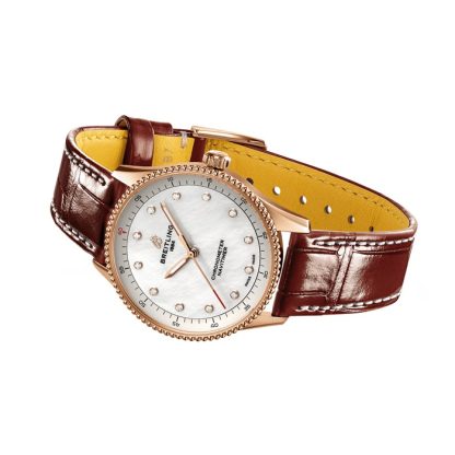 Breitling Navitimer 32mm Zegarek damski Biała masa perłowa Aligator 18k Czerwone złoto R77320E61A1P1 - obrazek 4