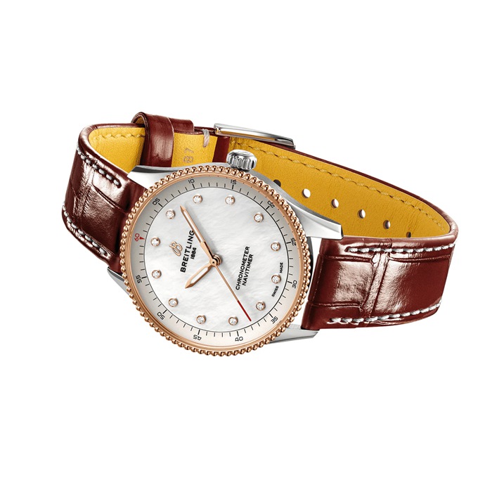 Breitling Navitimer 32mm Zegarek damski Biała masa perłowa Aligator U77320E61A1P1 - obrazek 4