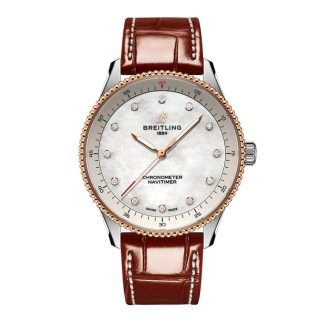 Breitling Navitimer 32mm Zegarek damski Biała masa perłowa Aligator U77320E61A1P1