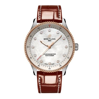 Breitling Navitimer 32mm Zegarek damski Biała masa perłowa Aligator U77320E61A1P1