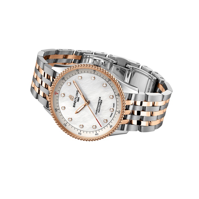 Breitling Navitimer 32mm Zegarek damski Biała masa perłowa Stal nierdzewna i 18-karatowe czerwone złoto U77320E61A1U1 - obrazek 4