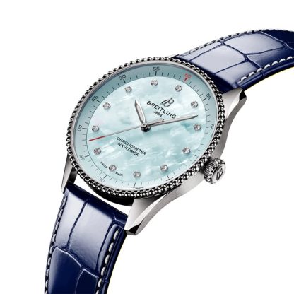 Breitling Navitimer 32mm Zegarek damski Niebieski Aligator z masy perłowej A77320171C1P1 - obrazek 3