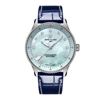 Breitling Navitimer 32mm Zegarek damski Niebieski Aligator z masy perłowej A77320171C1P1