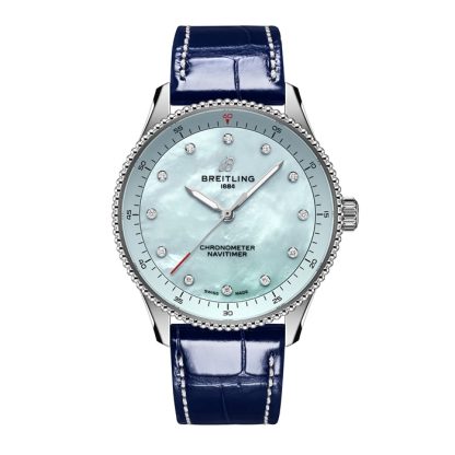 Breitling Navitimer 32mm Zegarek damski Niebieski Aligator z masy perłowej A77320171C1P1