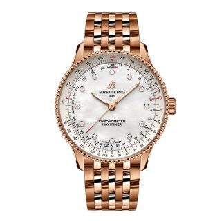 Breitling Navitimer 36mm Zegarek damski Biała masa perłowa 18k czerwone złoto R17327211A1R1