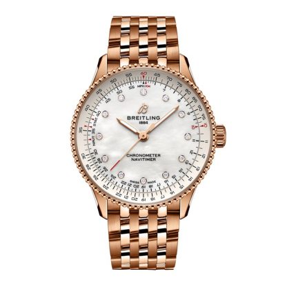 Breitling Navitimer 36mm Zegarek damski Biała masa perłowa 18k czerwone złoto R17327211A1R1