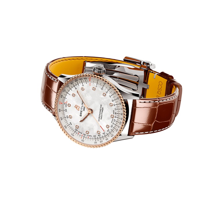 Breitling Navitimer 36mm Zegarek damski Biała masa perłowa Aligator U17327211A1P1 - obrazek 4