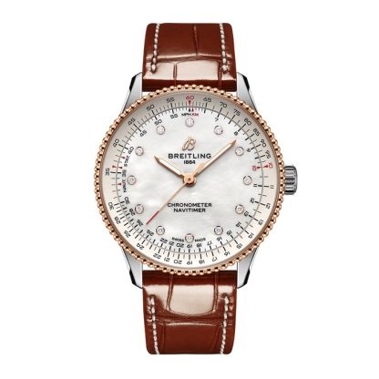 Breitling Navitimer 36mm Zegarek damski Biała masa perłowa Aligator U17327211A1P1