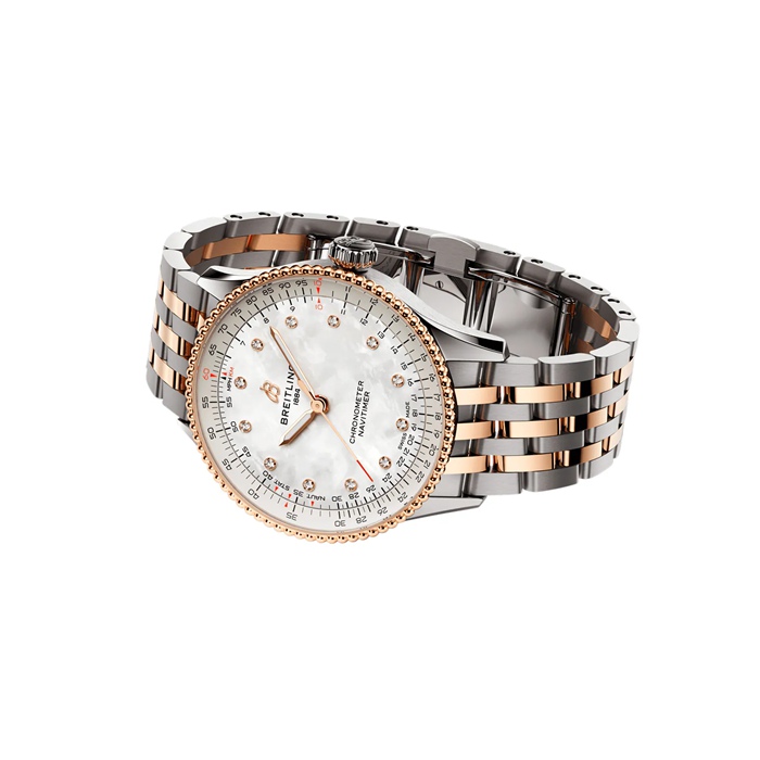 Breitling Navitimer 36mm Zegarek damski Biała masa perłowa Stal nierdzewna i 18-karatowe czerwone złoto U17327211A1U1 - obrazek 4
