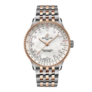 Breitling Navitimer 36mm Zegarek damski Biała masa perłowa Stal nierdzewna i 18-karatowe czerwone złoto U17327211A1U1