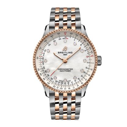 Breitling Navitimer 36mm Zegarek damski Biała masa perłowa Stal nierdzewna i 18-karatowe czerwone złoto U17327211A1U1