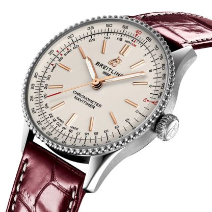 Breitling Navitimer 36mm Zegarek damski Srebrny aligator A17327211G1P1 - obrazek 3