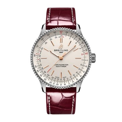 Breitling Navitimer 36mm Zegarek damski Srebrny aligator A17327211G1P1