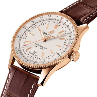 Breitling Navitimer Automatic 18k czerwone złoto skórzany pasek 41mm zegarek męski R17326211G1P1 - obrazek 2