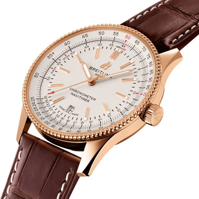 Breitling Navitimer Automatic 18k czerwone złoto skórzany pasek 41mm zegarek męski R17326211G1P1 - obrazek 2