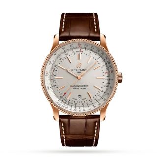 Breitling Navitimer Automatic 18k czerwone złoto skórzany pasek 41mm zegarek męski R17326211G1P1