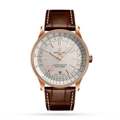 Breitling Navitimer Automatic 18k czerwone złoto skórzany pasek 41mm zegarek męski R17326211G1P1