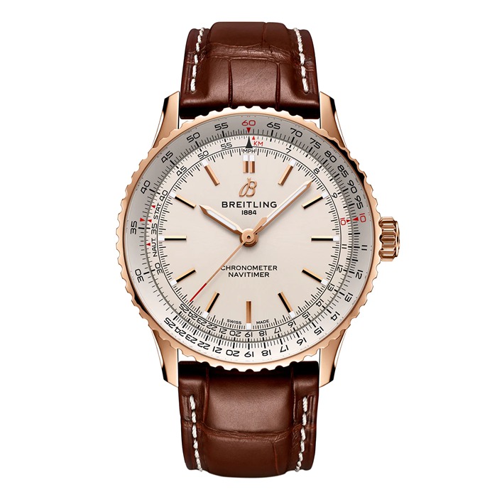 Breitling Navitimer Automatic 41mm Zegarek Męski Srebrny 18k Różowe Złoto R17329F41G1P1