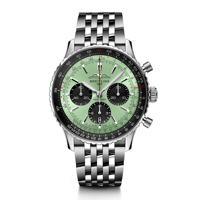 Breitling Navitimer B01 Chronograph 43 Miętowy zegarek ze stali nierdzewnej AB0138241L1A1