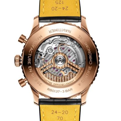 Breitling Navitimer Chronograph 18ct Rose Gold 46mm Zegarek męski Zielony Aligator RB0137241L1P1 - obrazek 4