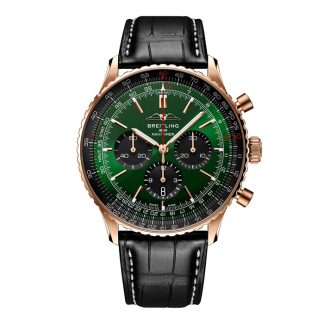 Breitling Navitimer Chronograph 18ct Rose Gold 46mm Zegarek męski Zielony Aligator RB0137241L1P1