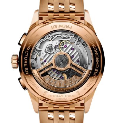 Breitling Premier B01 Chronograph 42mm zegarek męski srebrny 18ct różowe złoto RB0145371G1R1 - obrazek 2
