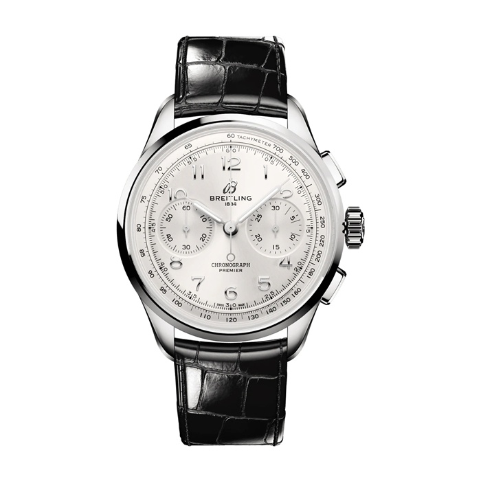 Breitling Premier B09 Chonograph 40mm Zegarek męski Srebrny AB0930371G1P1