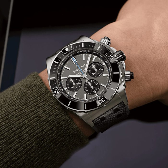 Breitling Super Chronomat B01 44mm Zegarek Męski Szara Guma EB0136251M1S1 - obrazek 5