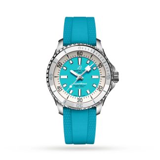 Breitling Superocean Automatic 36 Turkusowy gumowy zegarek ze stali nierdzewnej A17377211C1S1