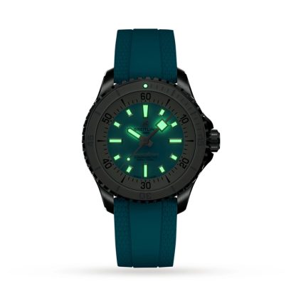 Breitling Superocean Automatic 36 Turkusowy gumowy zegarek ze stali nierdzewnej A17377211C1S1 - obrazek 5