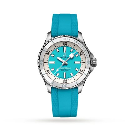 Breitling Superocean Automatic 36 Turkusowy gumowy zegarek ze stali nierdzewnej A17377211C1S1