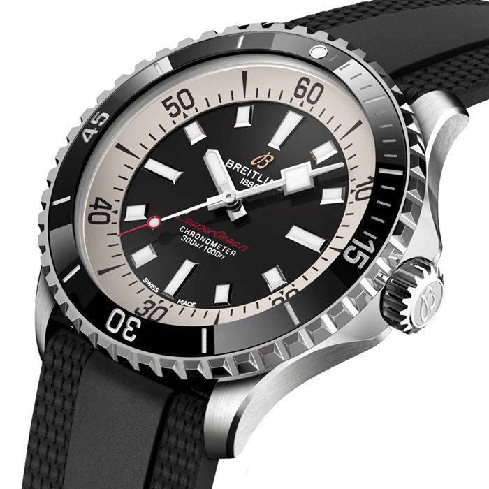 Breitling Superocean Automatic 44 Zegarek z gumowym paskiem ze stali nierdzewnej A17376211B1S1 - obrazek 3